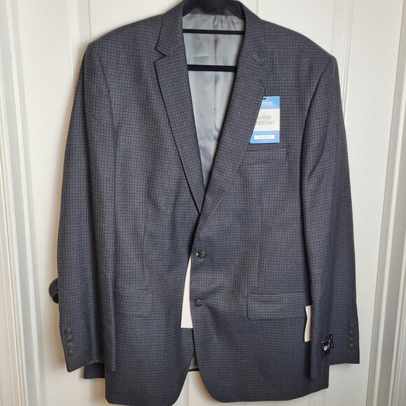 Haggar Other - Haggar Blazer Mens 48L Navy Plaid Tailored Sport Coat Jacket Career Business New